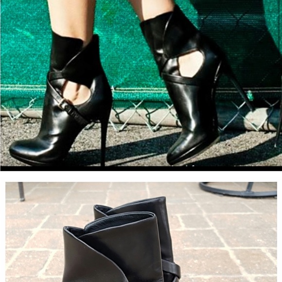B Brian Atwood Factorium leather bootie Platform heel Size 6.5. buckle detail - Picture 14 of 16